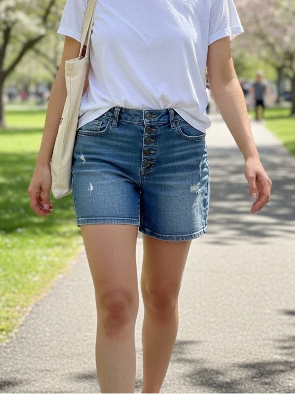 Lucky Brand Boyfriend Shorts Women 8/29 Blue Distressed Button Fly Denim